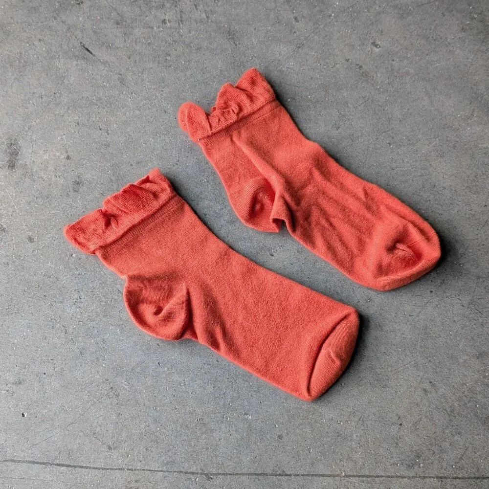 Anthropologie Lemon Adela Ruffle Sock Set of 3 Gray Lavender Orange